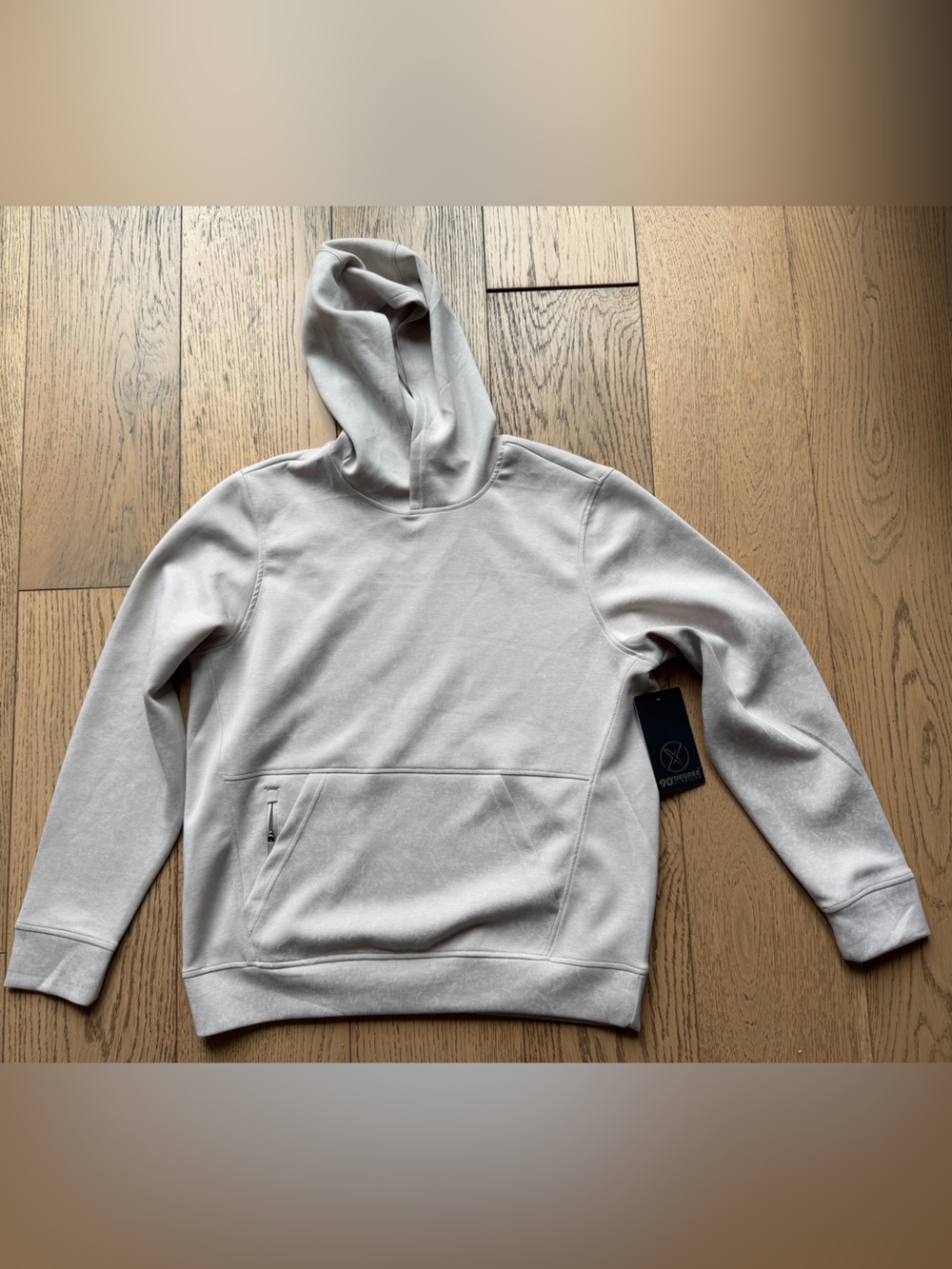 90 Degree By Reflex Men Women Light Gray Pullover Hoodie Sweatshirt Medium NWT